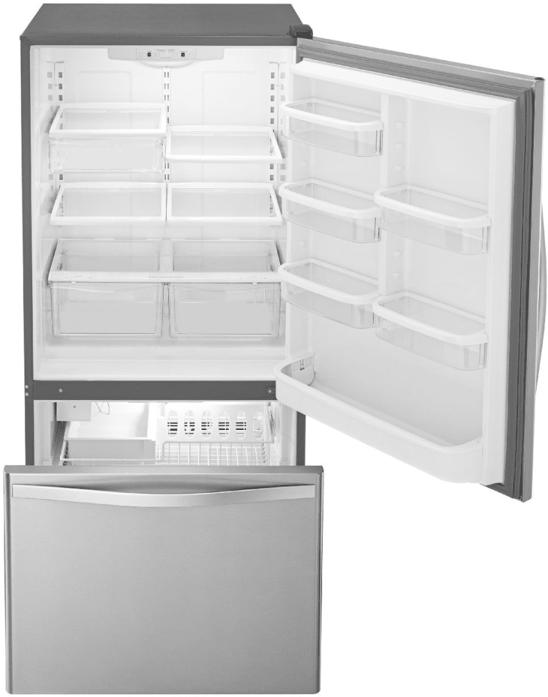Whirlpool WRB329DMBM 30 Inch Bottom-Freezer Refrigerator with 18.5 cu Vissani 18.7 Cu. Ft. Bottom Freezer Refrigerator In Stainless Steel