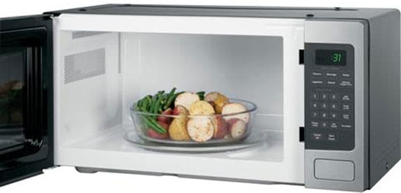Ge Pem31dfbb 1 Cu Ft Countertop Microwave Oven With Sensor Ge Profile Pem31dfbb Black Inside View Stainless Steel