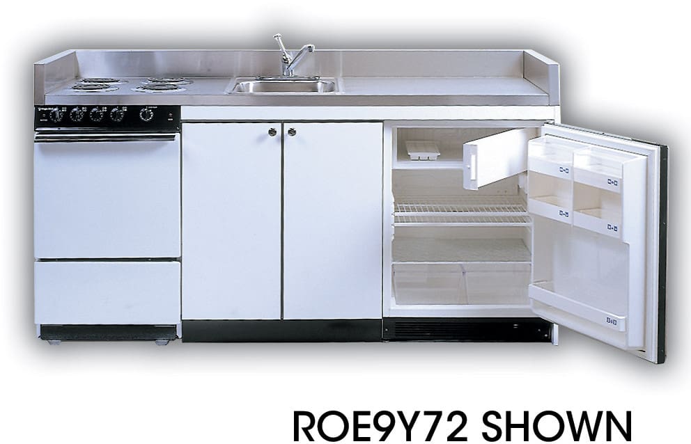 Acme ROG10Y72 Compact Kitchen with Stainless Steel Countertop, 4 Gas Burners, Oven, Sink and