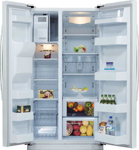Samsung RS2530BWP 25.0 cu. ft. Side by Side Refrigerator with 4 Glass