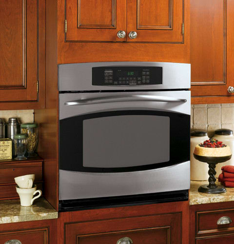 Ge Pt916smss 30 Inch Single Electric Wall Oven With 4 4 Cu Ft Self Clean Convection Oven Hidden Bake Oven Interior Meat Probe Glass Touch Controls And Ada Compliant Stainless Steel