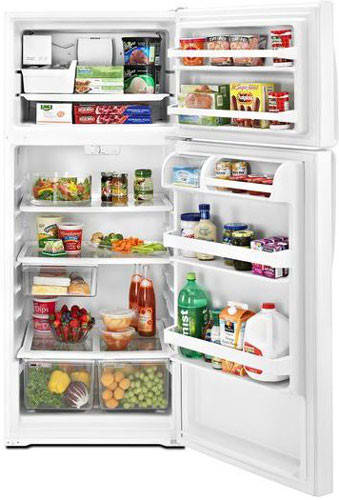 Whirlpool W8TXNGMBB 17.6 cu. ft. Top-Freezer Refrigerator with 3 Glass ...
