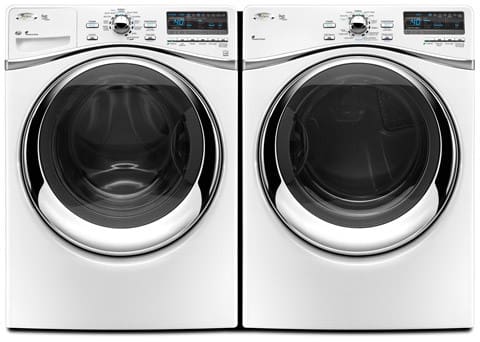 Whirlpool Wpwadrec66202 Side By Side On Pedestals Washer Dryer Set With Front Load Washer And Electric Dryer In Chrome Shadow