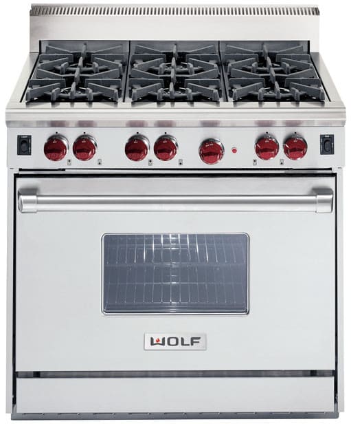 Wolf 36 in. Liquid Propane Gas Cooktop with 4 Sealed Burners & Griddle -  Stainless Steel