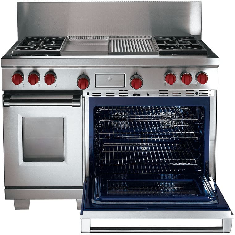 Wolf DF484CG 48 Freestanding Dual Fuel Range with Double Oven, 4