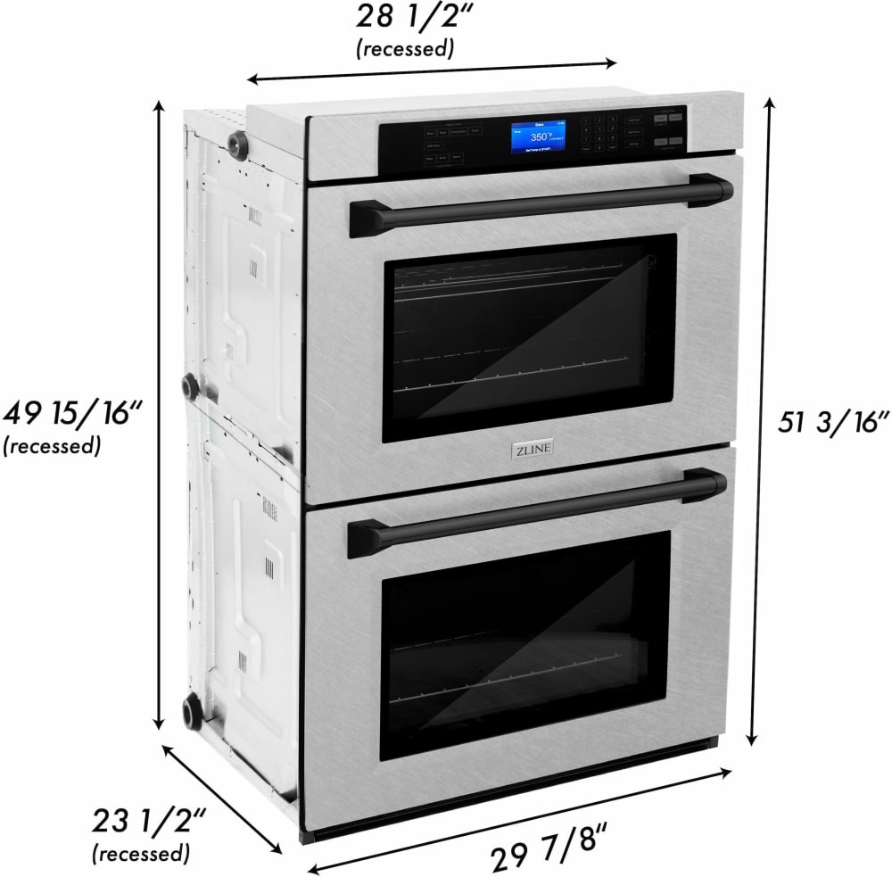 ZLINE AWDSZ30MB 30 Inch Double Electric Wall Oven with 10 cu. ft. True