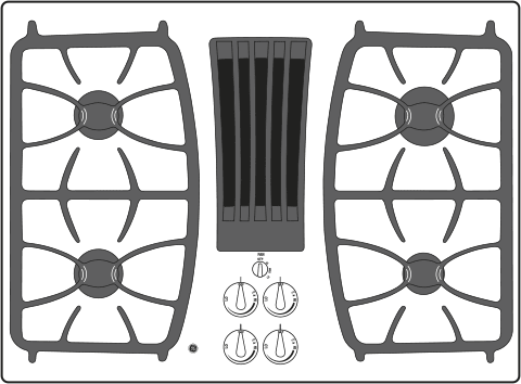 Ge profile gas shop cooktop with downdraft