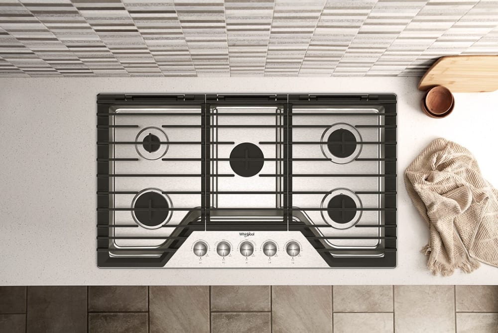 Whirlpool WCGK7036PS 36 Inch Gas Cooktop with 5 Sealed Burners
