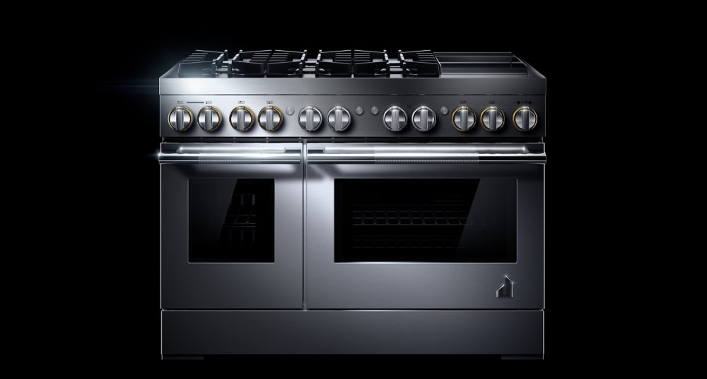 Jennair Jdrp548hl 48 Inch Freestanding Professional Dual Fuel Smart Range With 6 Sealed Burners Double Oven 6 3 Cu Ft Total Capacity Continuous Grates Self Clean Chrome Infused Griddle Cinematic Lighting Dual Stacked Powerburners Prop 65