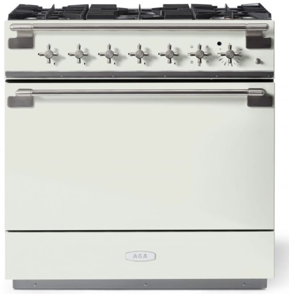 AGA AEL361DFABWHT 36 Inch Dual Fuel Range with 5 Sealed Gas Burners, 6.