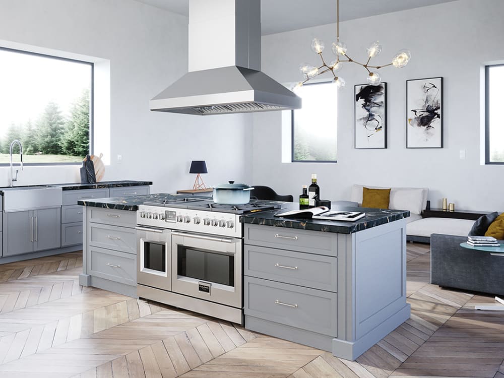 Zephyr AK7742AS Pro Collection Titan Island Mount Range Hood with 6Speed 750 CFM Internal