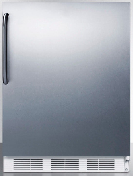 Summit CT661WSSHH 24 Inch Undercounter Refrigerator with 5.1 cu. ft. Capacity, 2 Adjustable Glass Shelves, Crisper Drawer, 3 Door Bins, Wine Rack, Freezer Compartment, Interior Lighting and Dial Thermostat: Horizontal Handle