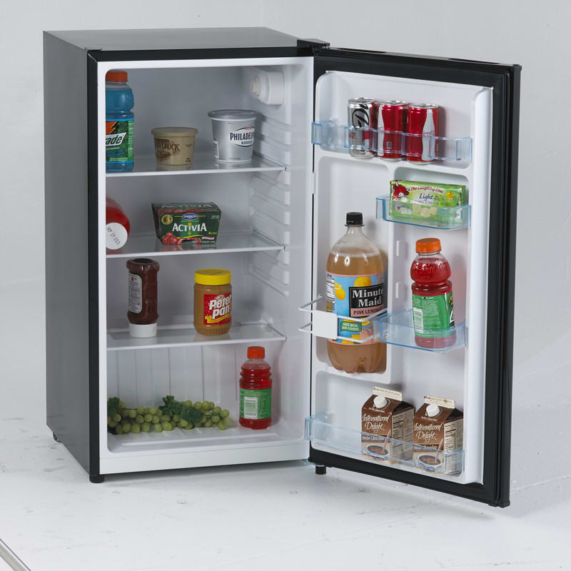Avanti AR321BB 3.2 cu. ft. Compact Refrigerator with 3 Adjustable Glass Shelves, 4 Door Bins, 1 2-Liter Bottle Door Bin, Mechanical Thermostat Dial, Automatic Defrost, ENERGY STAR and Reversible Door