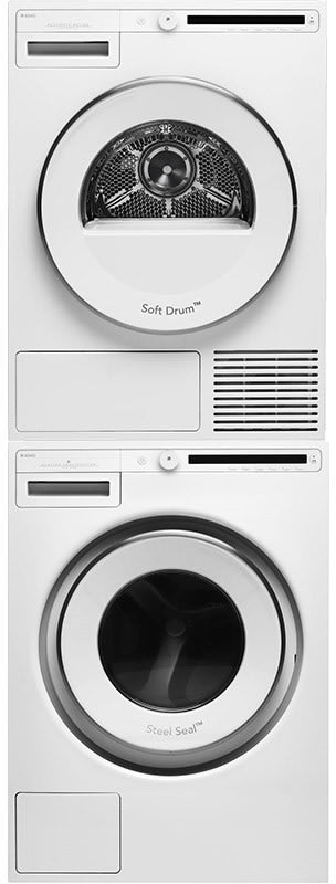 Asko ASWADREW2086 Stacked Washer & Dryer Set with Front Load Washer and Electric Dryer in White