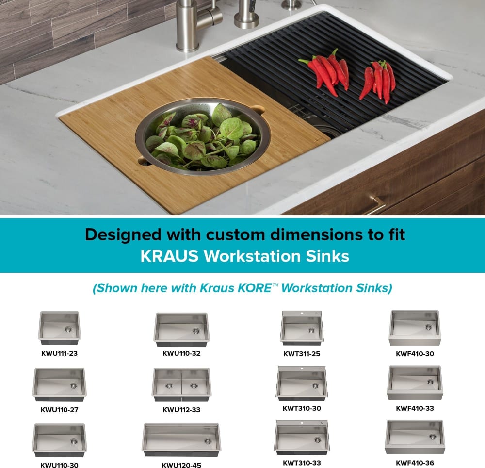 Kraus BAC100 Workstation Kitchen Sink Mixing Bowl and Colander Accessories Set