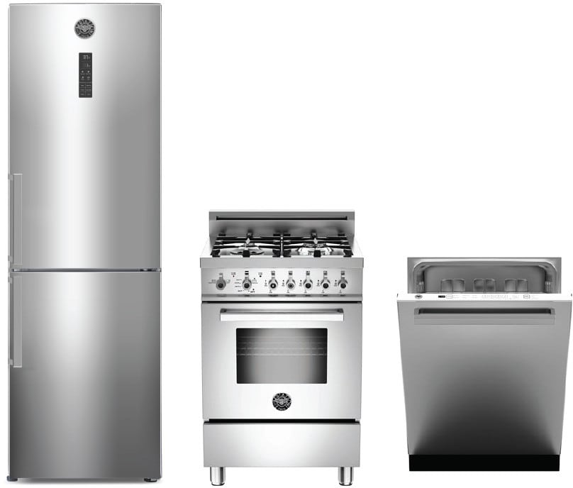 Bertazzoni BERPRO24V1 4 Piece Kitchen Appliances Package with Bottom