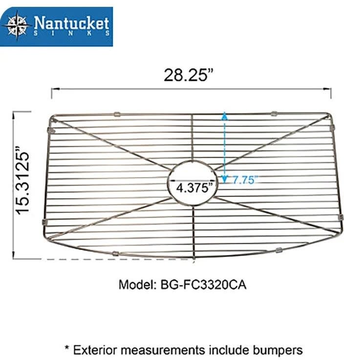 Nantucket Sinks BGFC3320CA 28 Inch Stainless Steel Bottom Grid with Stainless Steel Construction