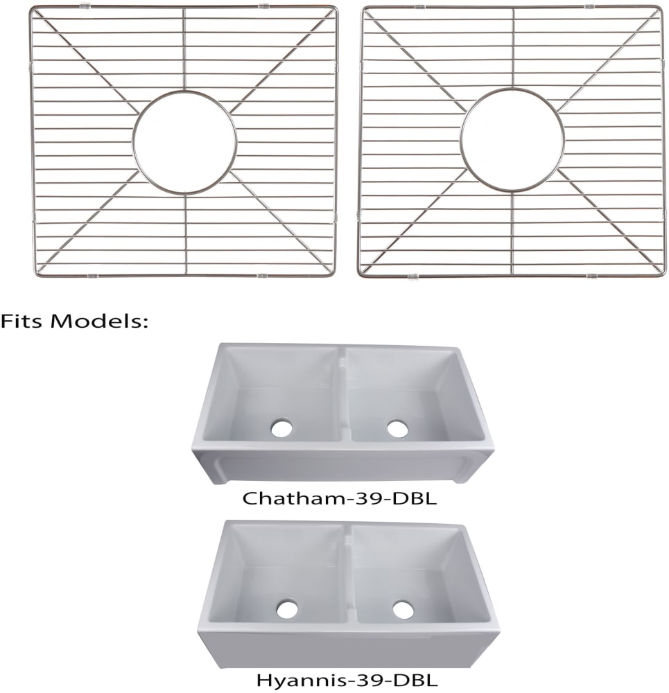 Nantucket Sinks BGHC39 16 1/2 Inch Stainless Steel Bottom Grid Set with Stainless Steel