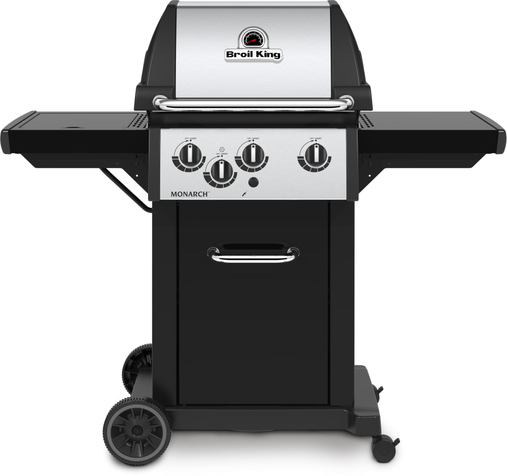 Broil King BK834267 Monarch™ 340 Freestanding Gas Grill with 520 sq. in. Total Cooking Surface, Side Burner, BTUs, Dual-Tube™ Burners, Flav-R-Wave™ Cooking System, Linear Flow™ Valves, Sure-lite™ Electronic Ignition System,