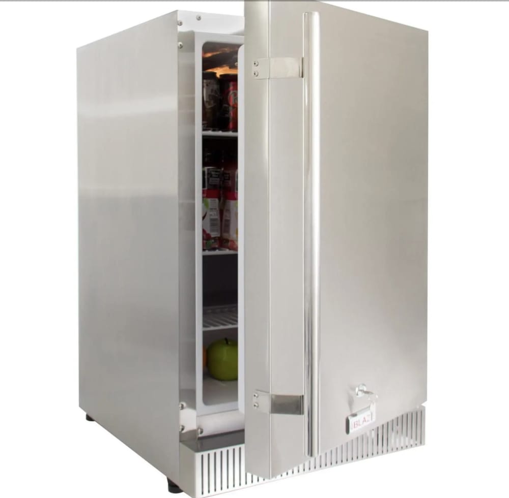 Blaze BLZSSRF40DH 20 Inch Built-In Compact Outdoor Refrigerator with 4.1 cu. ft. Capacity, 3 Adjustable Wire Shelves, Right Hinge with Reversible Doors, Door Lock and UL Approved