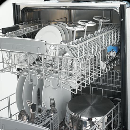 Bosch SHE45M06UC Full Console Dishwasher with 4 Wash Cycles, Platinum Mid Racks, 19 Hours Delay