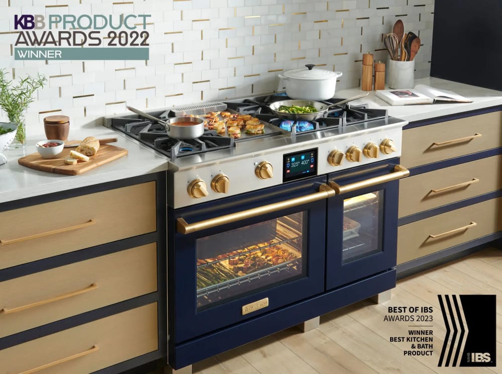BlueStar BSDF488B 48 Inch Freestanding Dual Fuel Range with 8 Sealed Burners, Continuous Grates