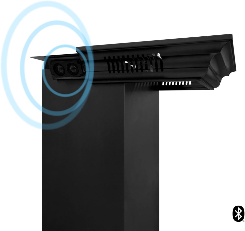 ZLINE CM6BTBSKEN Crown Molding in Black Stainless Steel with Builtin