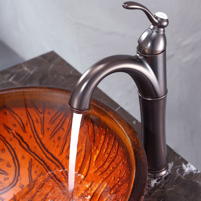 Kraus CGV60019MM1005ORB 17 Inch Copper Glass Vessel Sink with Riviera