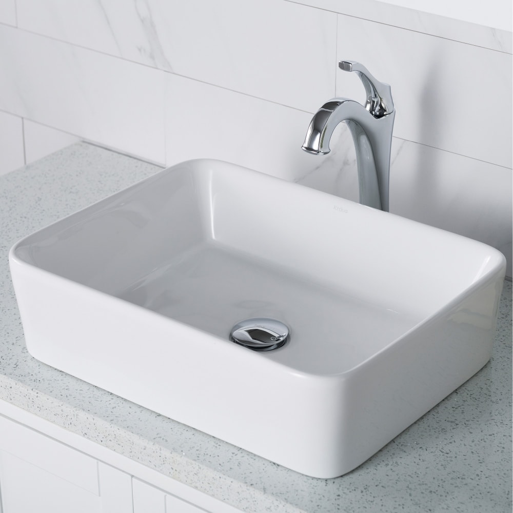 Kraus Ckcv1211200ch 19 Inch Rectangular Porcelain Ceramic Vessel Faucet Features Kraus Ceramic Series Ckcv1211200ch Lifestyle View
