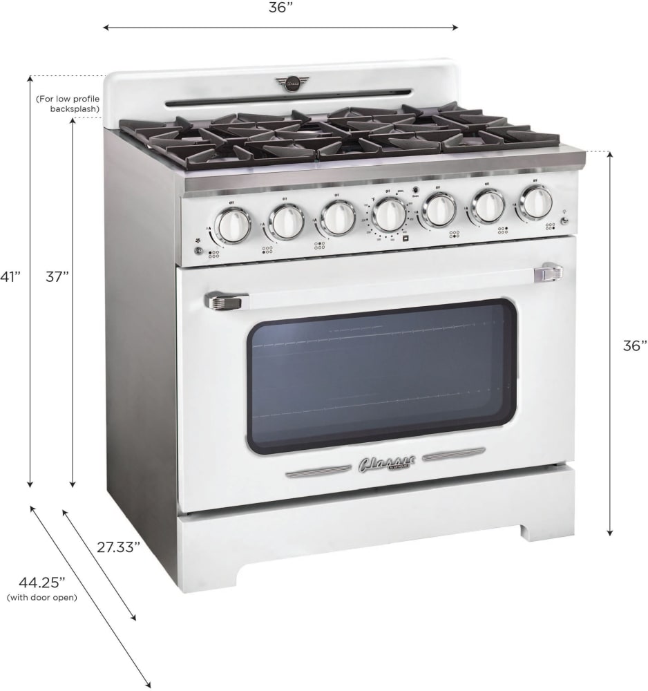 Unique Appliances UGP36CRW 36 Inch Freestanding Retro Gas Range with 6 ...