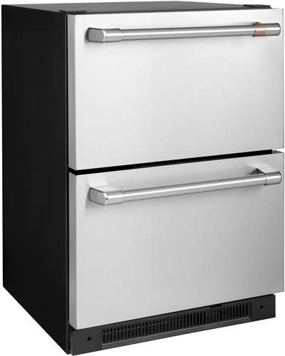 Cafe CDE06RP2NS1 24 Inch Built-In Dual Drawers Refrigerator with 5.7 Cu. Ft.  Capacity, Stainless Steel Interior, Soft-Close, Adjustable Divider, LED  Lighting, Door Alarm, and Sabbath Mode: Stainless Steel with Brushed  Stainless Handle