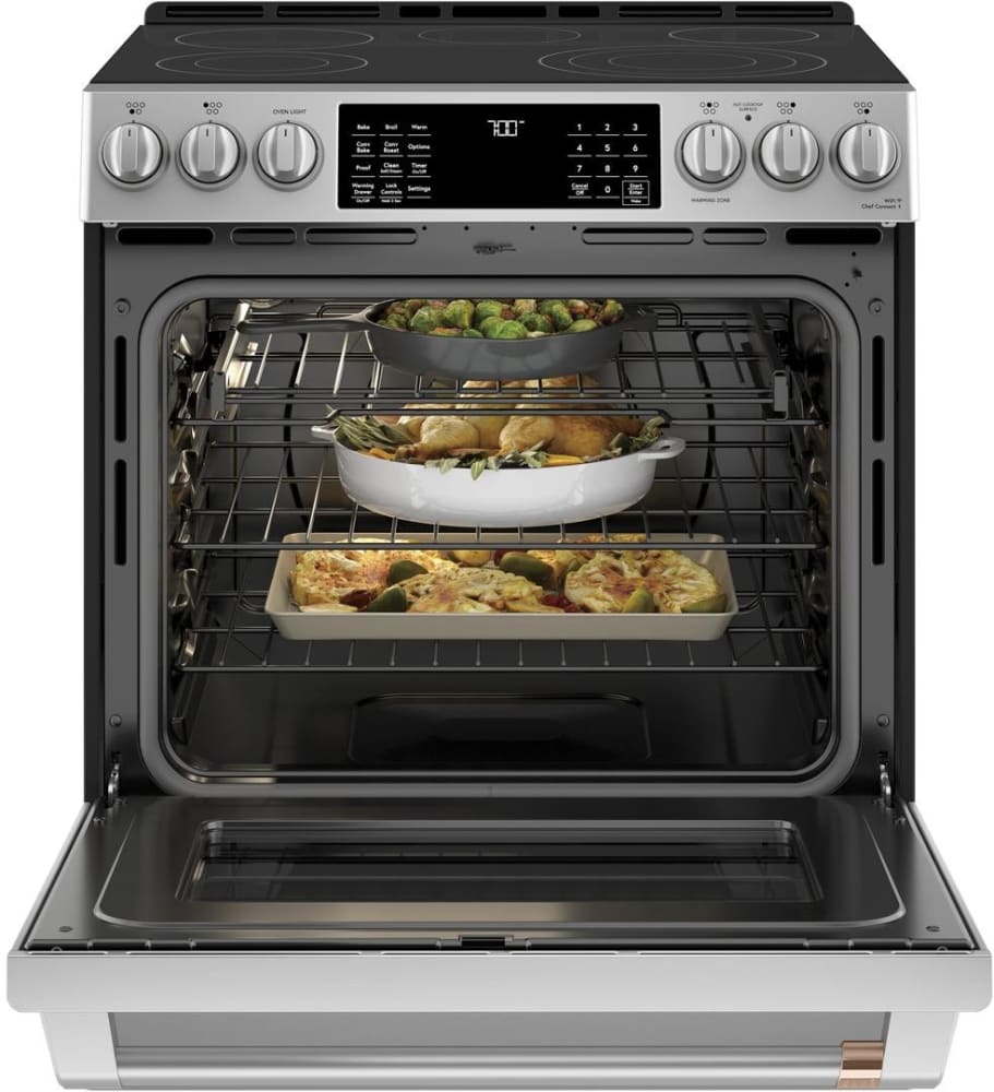 Cafe CES700P2MS1 30 Inch SlideIn Electric Smart Range with 5 Radiant