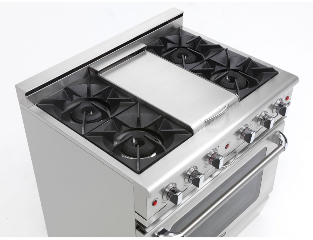 CGRT484BGN Capital Culinarian 48 Gas Range Top with 4 Open Burners and 12  Grill and 12