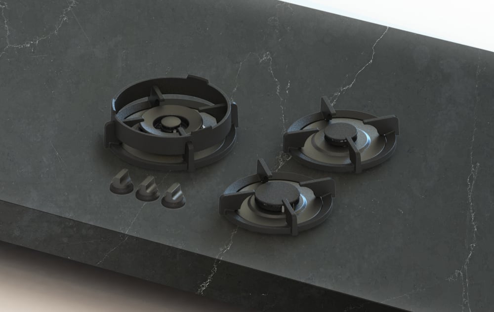 PITT Cooking America CIMA 24 Inch Gas Cooktop with 3 Brass Burners