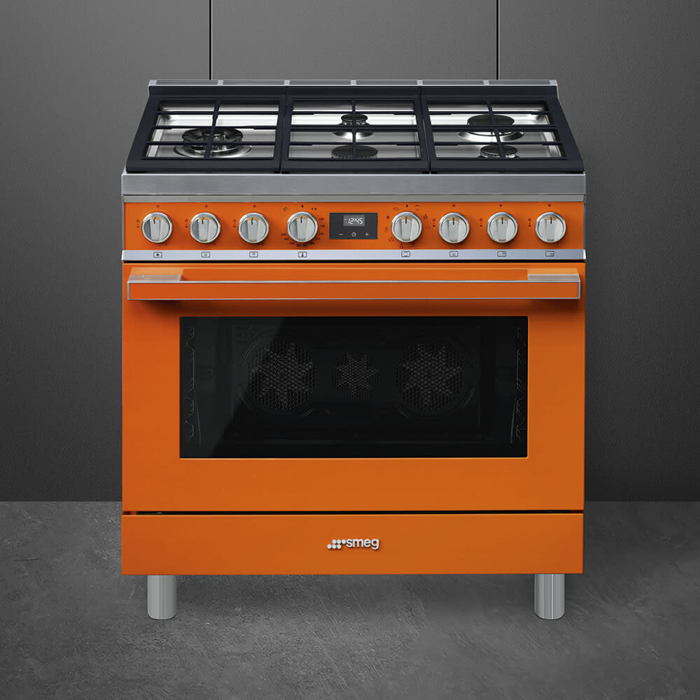 Smeg CPF36UGMOR 36 Inch Freestanding Professional Dual Fuel Range with 5 Sealed Burners, 4.5 Cu