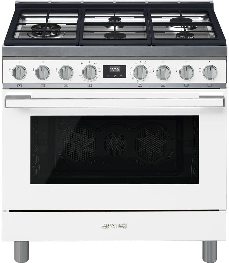 Smeg CPF36UGMWH 36 Inch Freestanding Professional Dual Fuel Range