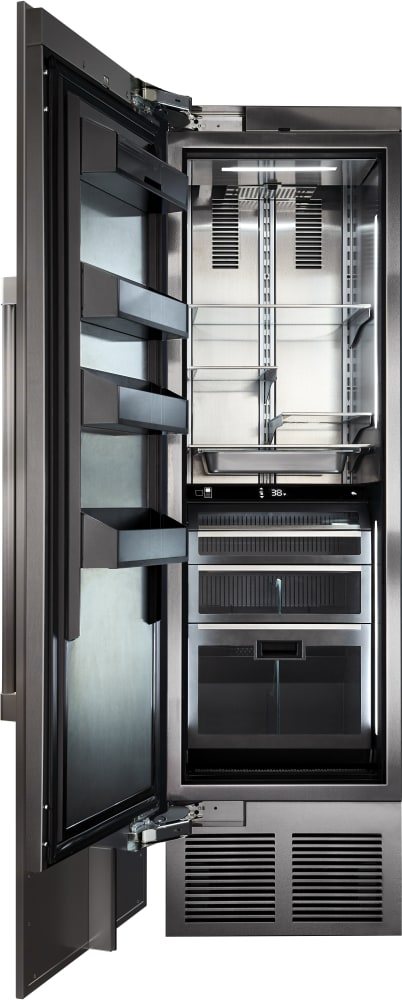 Perlick CR24R12R 24 Inch Refrigerator Column with 12.6 Cu. Ft. Capacity, QuatroCool™, PerlIQ™ Touch Screen Control Panel, Dual Chamber Air Filtration, Stainless Still Interior, Spill-Proof Shelves, Slide-In Marinade Pan, Tiered Deli Drawer, and Tip-Out Produce Bin: Right Hinge