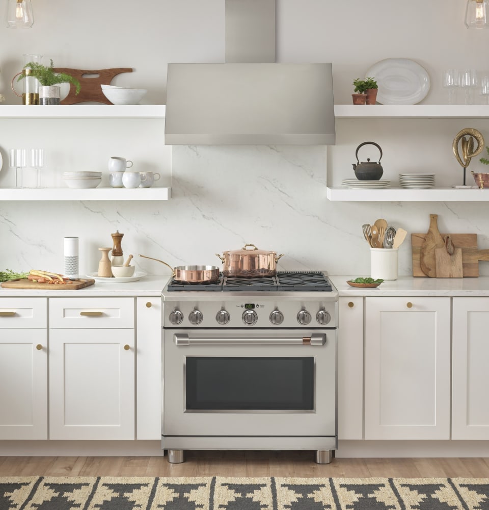 Cafe CVW93612MSS 36 Inch Under Range Hood with 4Speed/590 CFM Blower, Rotary Knob