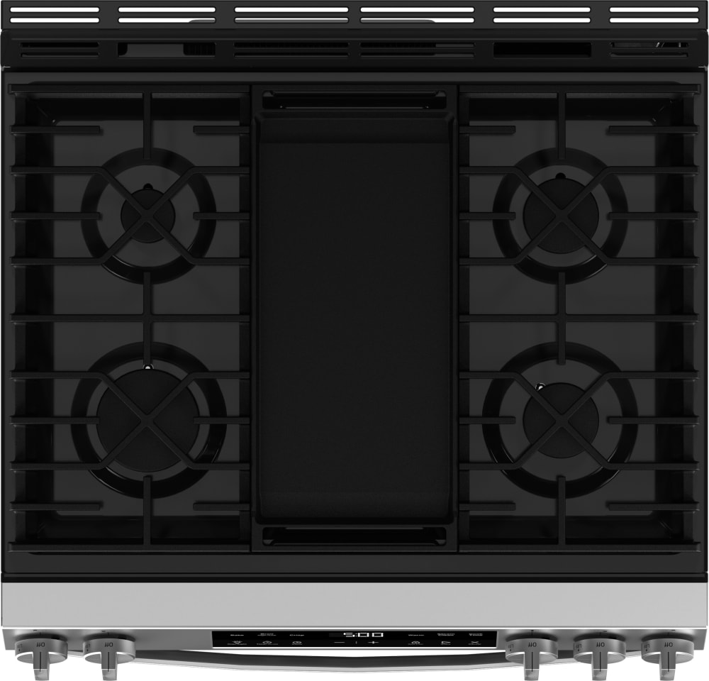 GE GGS500SVSS 30 Inch SlideIn Gas Range with 5 Sealed Burners, 5.3 cu