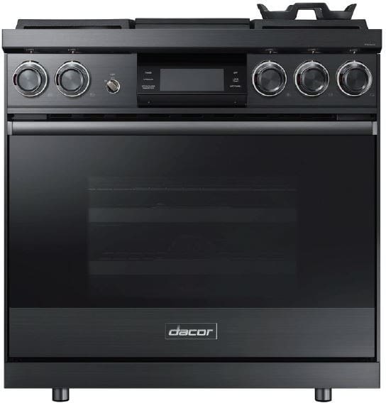 Dacor DOP36M94DLM 36 Inch Freestanding Professional Dual Fuel Smart Range with 4 Sealed Burners, 4.8 Cu. Ft. Oven Capacity, Steam Clean, Self-Clean, Illumina™ Knobs, iQ Kitchen App, WiFi Enabled, and Griddle: Graphite Stainless Steel, Natural Gas