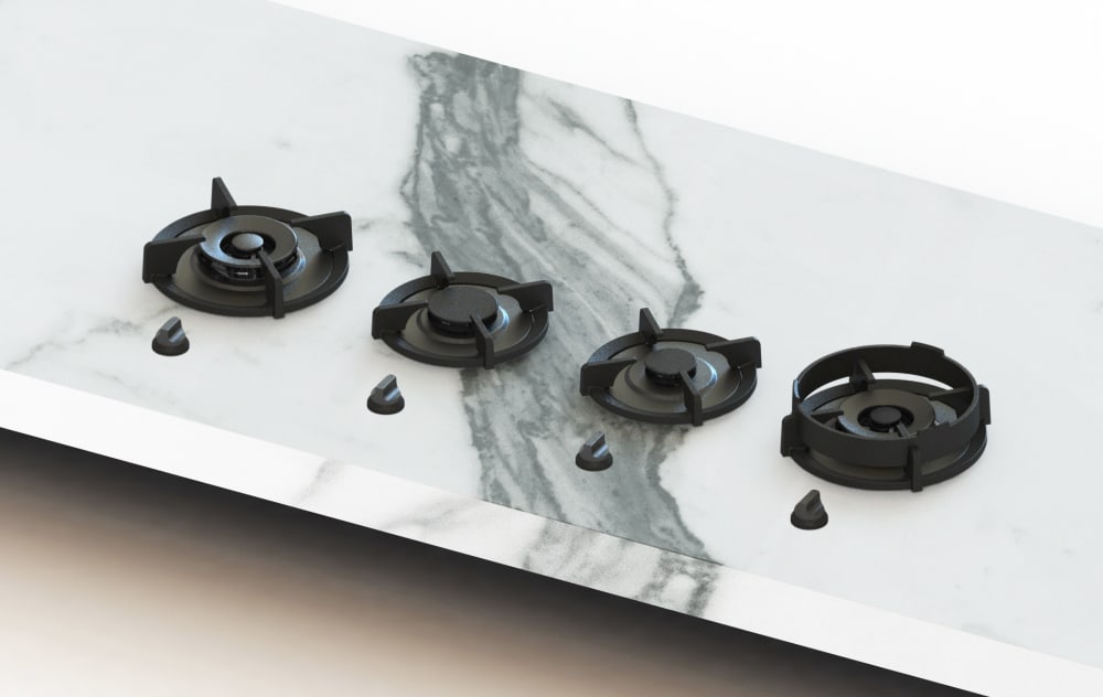 Pitt Cooking DANAU 48 Inch Gas Cooktop with 4 Brass Burners, Automatic