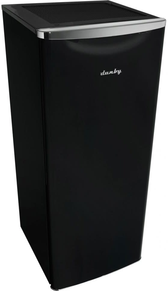 Danby DAR110A3MDB 24 Inch All-Refrigerator with 11.0 cu. ft. Capacity, Adjustable Glass Shelves, Door Bins, Bottle Storage, Crisper Drawer, LED Light, All Black Interior, and ENERGY STAR