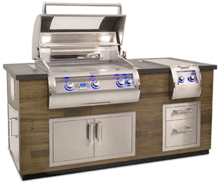 Fire Magic Dc660fod77ba 77 Inch French Barrel Oak Reclaimed Wood Style Island With Black Lava Polished Top