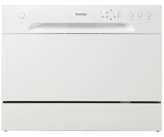 Danby DDW621WDB Full Console Countertop Dishwasher with 6 Place Setting  Capacity, 6 Wash Cycles, Delay Start, Stainless Steel Interiror, Silverware  Basket and Silence Rating of 52 dBA