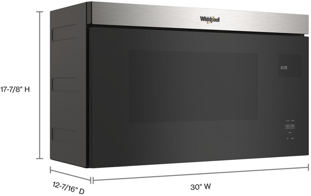Whirlpool WMMF5930PZ 1.1 cu. ft. Over the Range Microwave Oven with 1 000 Watts 3 Speed 300 CFM Venting System Steam Clean Turntable Free Design