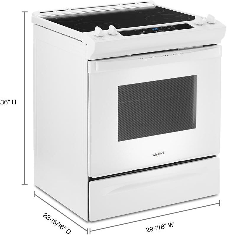 Whirlpool WEE515S0LW 30 Inch SlideIn Electric Range with 4 Elements, 4.8 cu. ft. Capacity