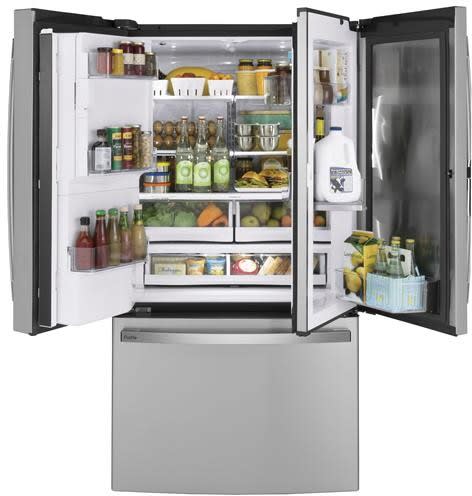 GE PFD28KYNFS 36 Inch French Door Refrigerator with 27.7 cu. ft. Capacity,  Door in Door, Hands-free Autofill, Temperature-Controlled Drawer, Quick 