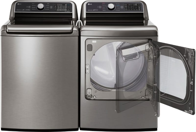 Lg Lgwadrev300 Side By Side Washer Dryer Set With Top Load Washer And Electric Dryer In Graphite Steel