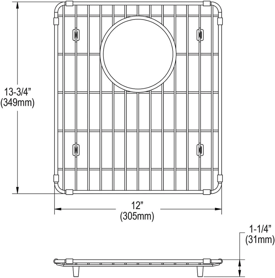 Elkay LKOBG1516SS 13 Inch Stainless Steel Bottom Grid with Rubber Feet