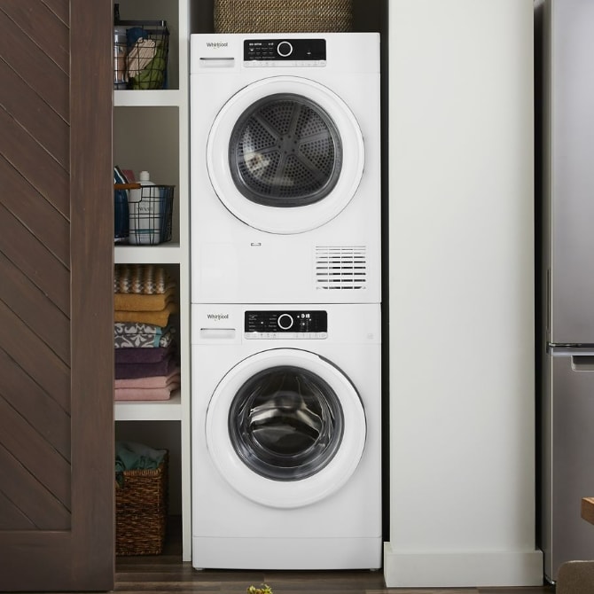 Whirlpool WHWADREW30901 Stacked Washer & Dryer Set with Front Load ...